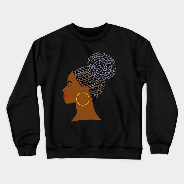 Older African American Woman Gray Hair Cornrows Crewneck Sweatshirt by blackartmattersshop